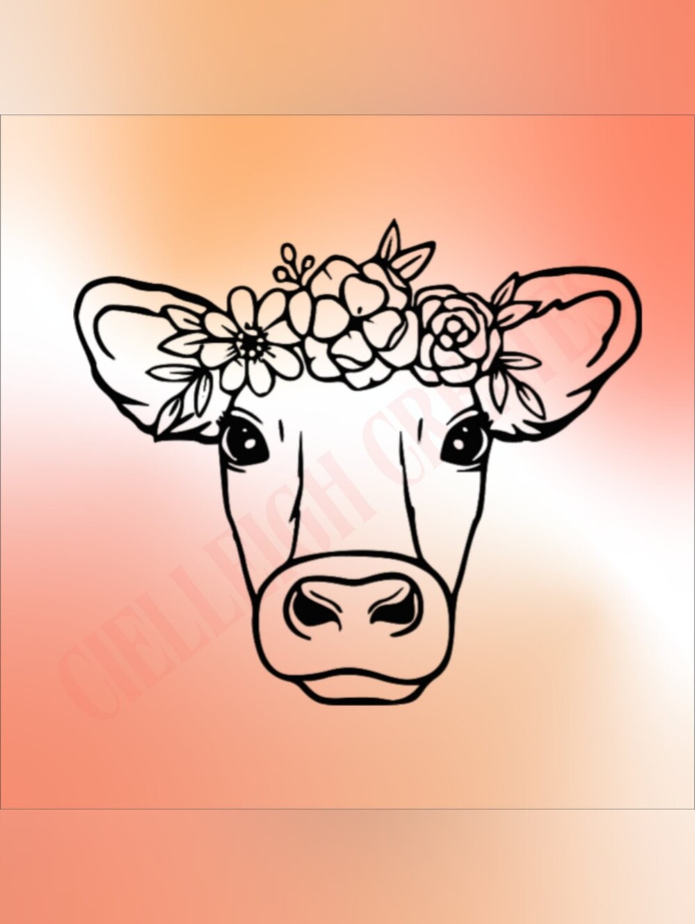 *2 for $20* Cow with Flowers Vinyl Decal Sticker Handcrafted